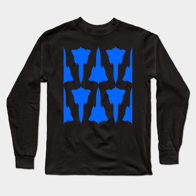 Lockheed SR-71 Blackbird - Blue and White Pattern Design Long Sleeve T-Shirt by PlaneJaneDesign